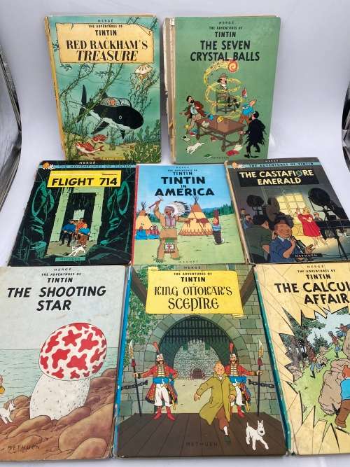 Collection of the adventures of tintin hardcover books spine damaged !!!!