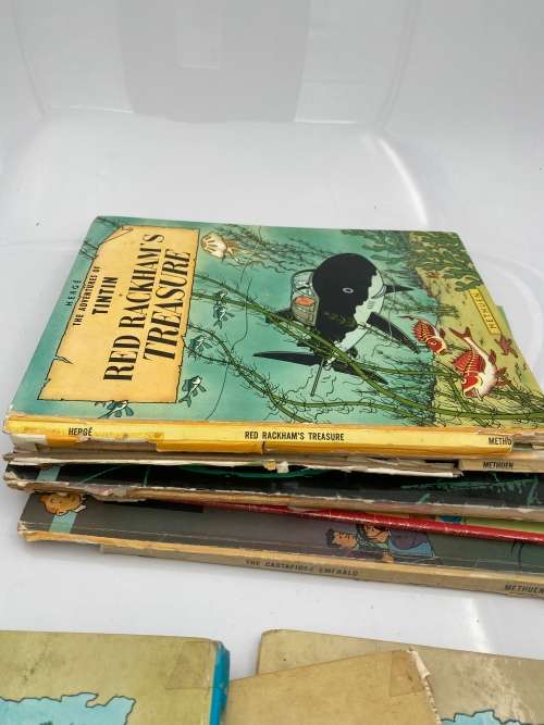 Collection of the adventures of tintin hardcover books spine damaged !!!!