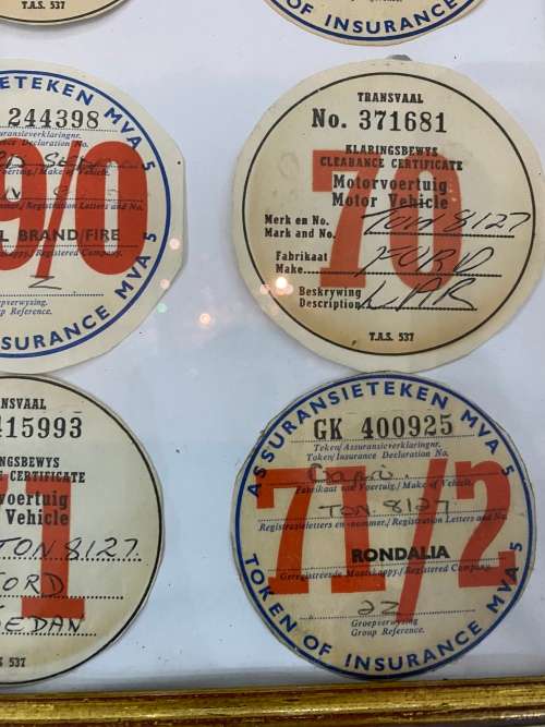 RARE COLLECTION PF CLEARANCE CERTIFICATE OF VINTAGE CARS FRAMED 36CM X 32CM FRAMED !!!