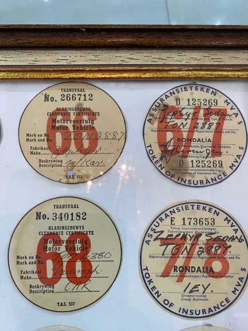 RARE COLLECTION PF CLEARANCE CERTIFICATE OF VINTAGE CARS FRAMED 36CM X 32CM FRAMED !!!