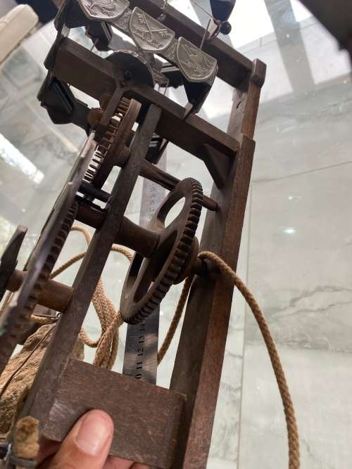 RARE MASSIVE MEDEVIL KNIGHTS CLOCK FOR DISPLAY WITH WEIGHTS SUPER COOL!!!