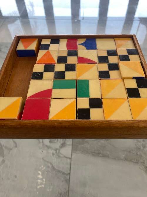 ANTIQUE block cube set in case !!!