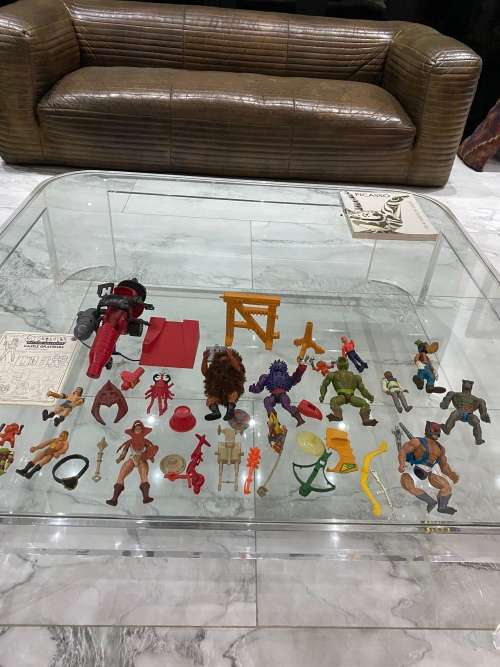 LARGE COLLECTION OF MASTER OF THE UNIVERSE ACTION FIGURES AND SPARES WITH WEAPONS BID FORL ALL!!