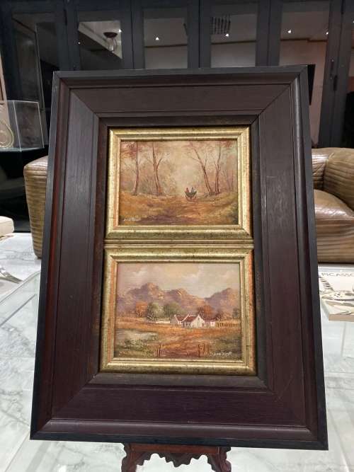 Two beautiful June Tucket oil paintings bid for both size 42x 57 cm