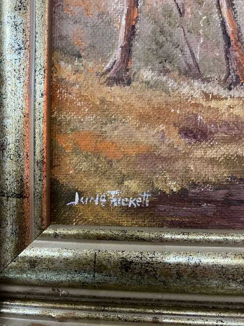 Two beautiful June Tucket oil paintings bid for both size 42x 57 cm