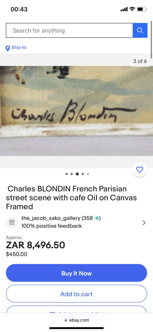 Charles Blondin 1913-1991 ORIGINAL OIL ON CANVAS PAIN SIGNED  SIZE 45CM X 37CM