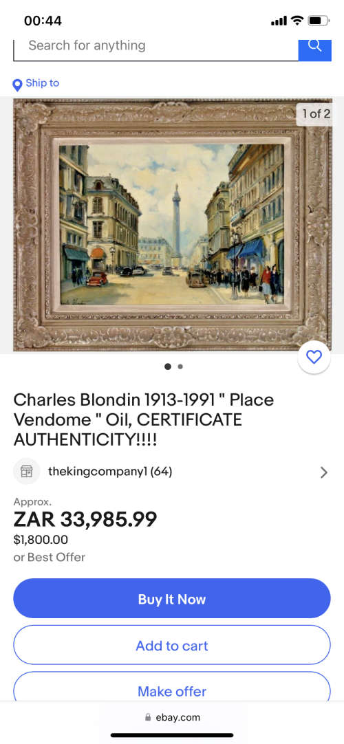 Charles Blondin 1913-1991 ORIGINAL OIL ON CANVAS PAIN SIGNED  SIZE 45CM X 37CM