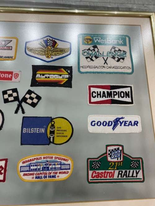 Framed motorsport patches size 62CM x 48CM !!!