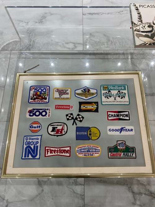 Framed motorsport patches size 62CM x 48CM !!!