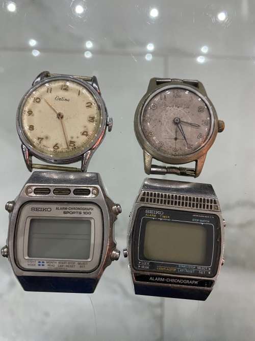 VINTAGE SEIKO WATCHES AND MORE BID FOR ALL 4 NOT TESTED AS SEEN ON PICTURES!!!!