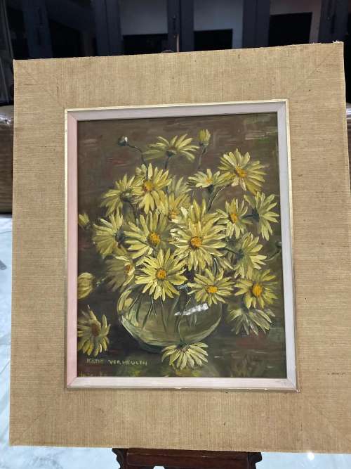 Katie Vermeulen oil on board painting signed size 37CM X  43CM !!!