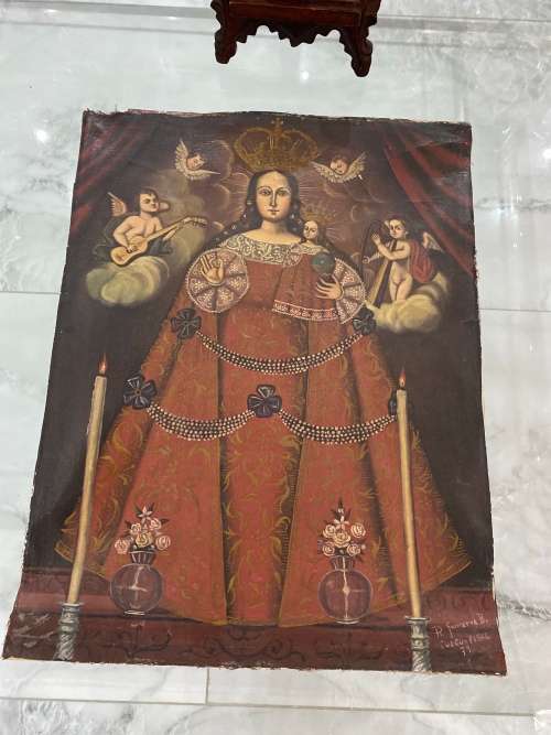 Oil Paintings signed and dated size 50CM x 39CM has damages !!!