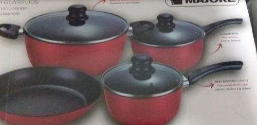 7 PIECE COOKWARE SET WITH GLASS LIDS!!!!!!