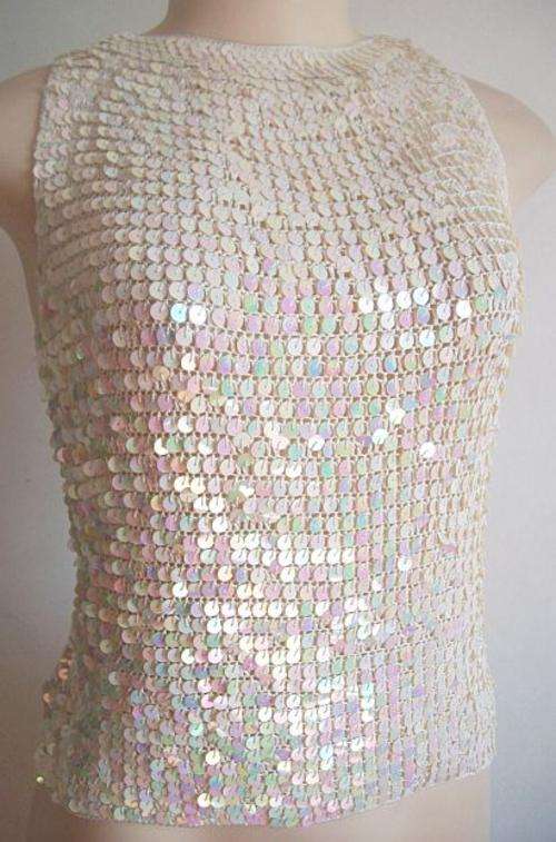 Sleeveless Ivory Sequin Top. To Fit Size 32