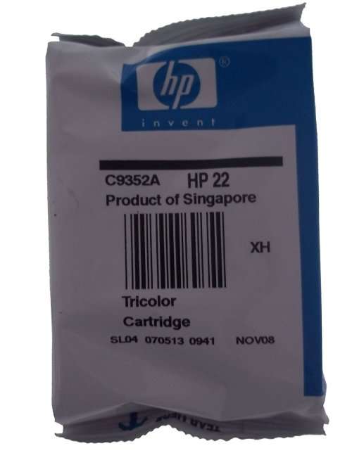 HP 22 Tri-Colour Inkjet Print Cartridge. Ink cartridge for printers