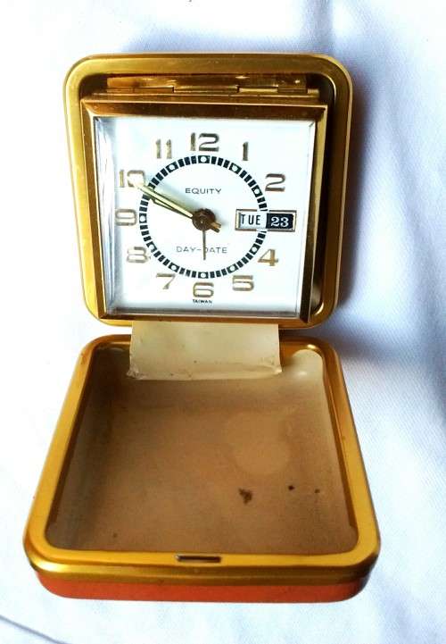 Equity Date and Time Bedside Clock in Casing. Mechanical. Working