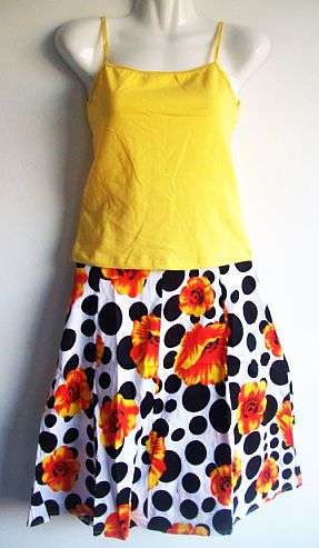 Yellow Straped Top and Floral Skirt. To fit size 30
