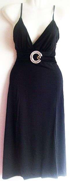 Stretchy Black Strap Dress. To Fit 34