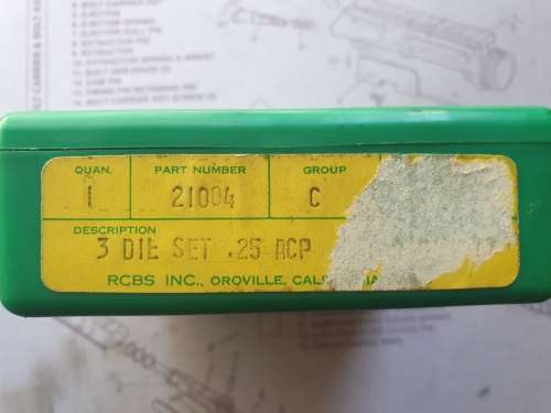 RCBS 25acp (6.35) Reloading Dies