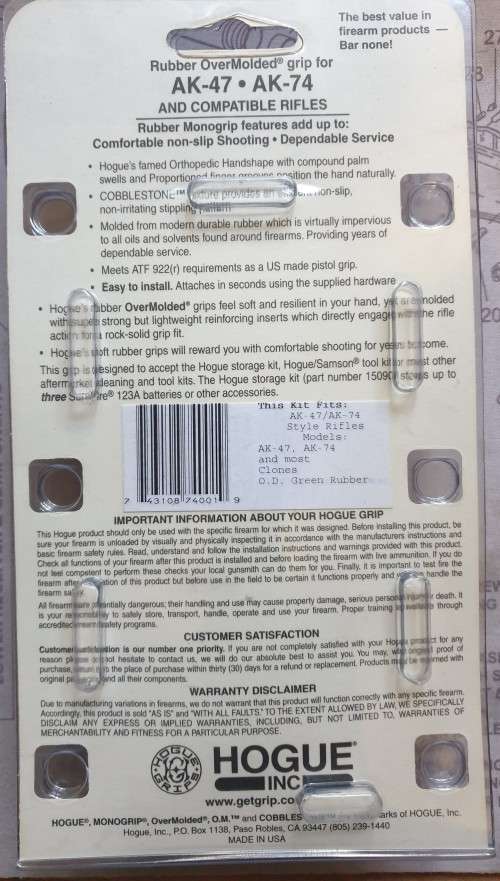 HOGUE MONOGRIP FOR AK47/74 OLIVE