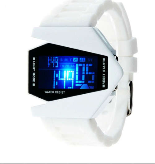 *LOCAL STOCK* White Fashion Airplane Aivator LED Light Sport Wrist Watch