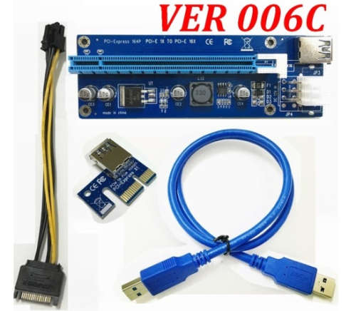 6 X PCI-E Express Riser Card Adapter Cable USB 3.0