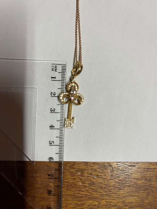 Beautiful Rose Gold, Diamond and Morganite Key pendant and chain!!!