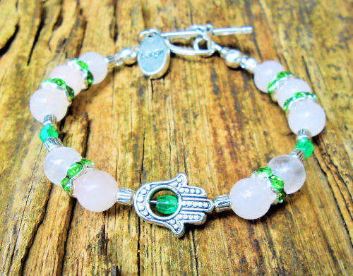 HAMSA BRACELET WITH ROSE QUARTZ
