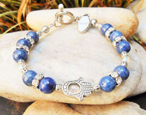 HAMSA HAND BRACELET WITH LAPIS LAZULI