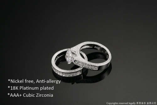 Stimulated Diamond AAA CZ 18k Platinum Plated Wedding Ring Set .Size 7,8,9  ..!!!