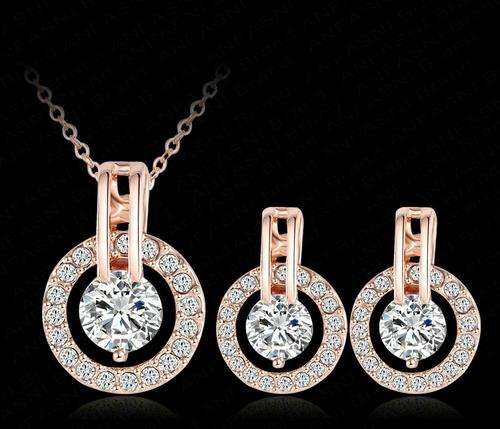 New Arrival 2015  18K Rose Gold Plated Necklace/Earring Bijouterie Sets