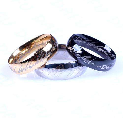 Classic Man Ring 6mm Lord Rings Titanium Ring Gold & Silver & Black bid 1 get another Free