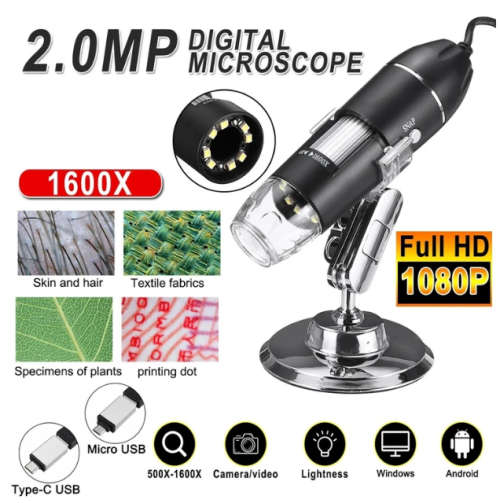 1600XZoom Digital 3 in 1 with 8-lights Handheld Electronical Microscope