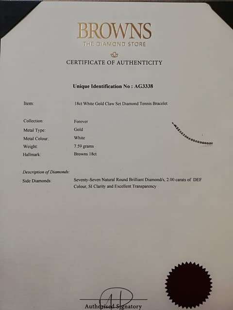 Browns Forever 18ct White Gold Tennis Bracelet