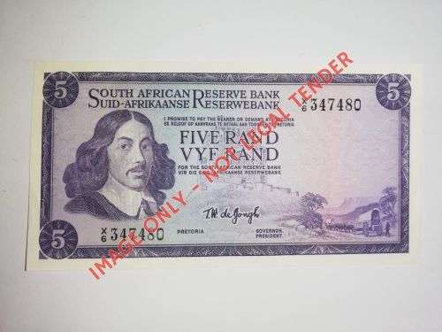 Eng / Afr R 5 De Jongh - 1967 - 1 note SN: X6 347480