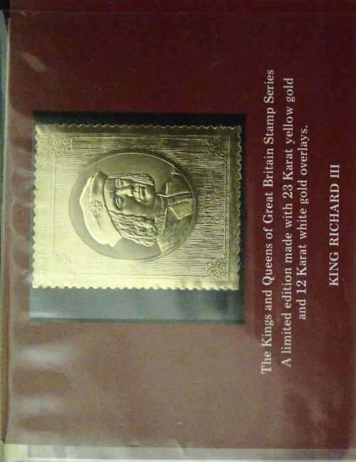 1977 FULL SET of 49 half gram 23K GOLD Stamps 1000 years Kings and Queens of England