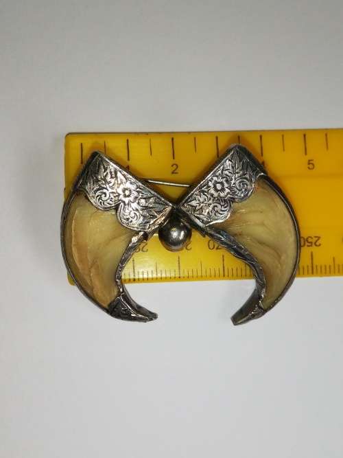Victorian style Double Claw brooch set in silver mount