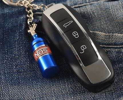 Blue NOS Nitro bottle Keyring