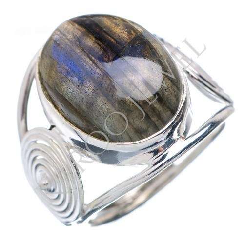 KJ COLLECTION - Natural LABRADORITE in Sterling Silver (size 7.5 / P)