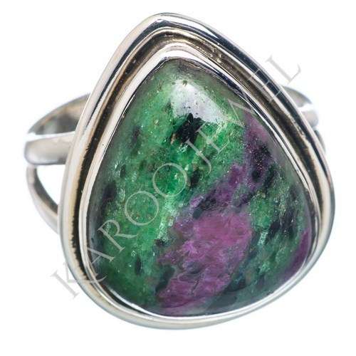 KJ COLLECTION - Natural RUBY ZOISITE in Sterling Silver (size 9.25 / R half to S half)