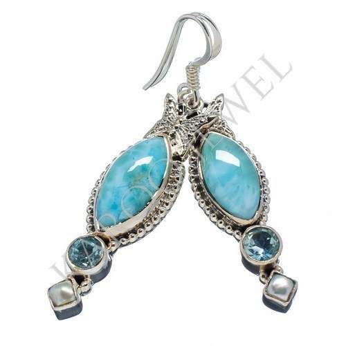 KJ COLLECTION - Natural LARIMAR, TOPAZ & PEARL in Sterling Silver