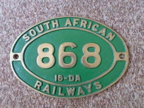 Railwayana - SAR cabside plate Class 16DA Number 868 (recasted)
