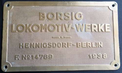 Railwayana - SAR builders plate BORSIG 1938