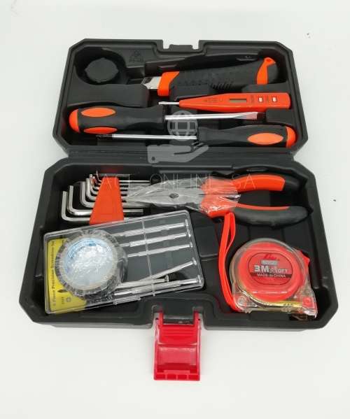 25 Piece Toolbox with Pliers, Spanners, Tape Measure etc.