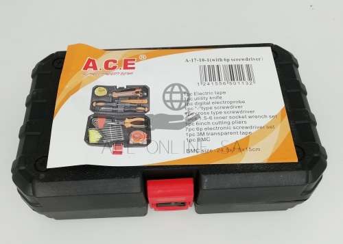 25 Piece Toolbox with Pliers, Spanners, Tape Measure etc.