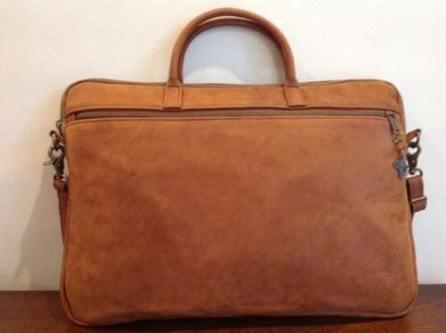 Genuine Leather 15inch Laptop Bag with Back Zip Pocket + Shoulder Strap - Locally Handcrafted