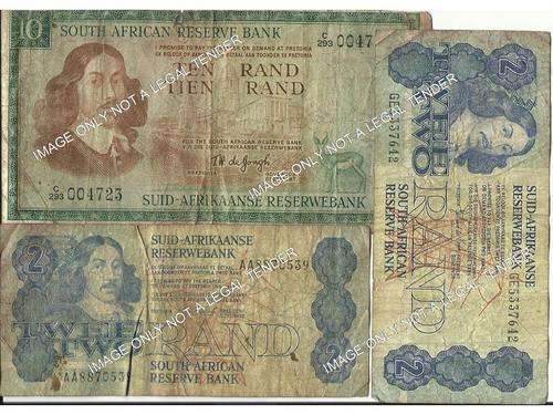 South African R10 and 2x R2 notes