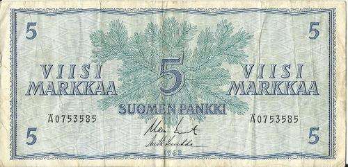 FINLAND - 5 MARKKAA 1963 - VF