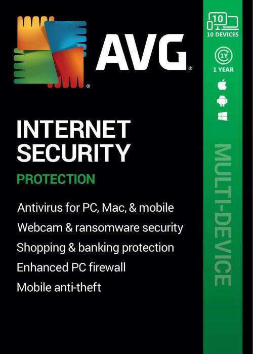AVG Internet Security Multi-Device 2020 (10 Devices, MAC, WINDOWS, ANDROID, iOS) - 1 Year License