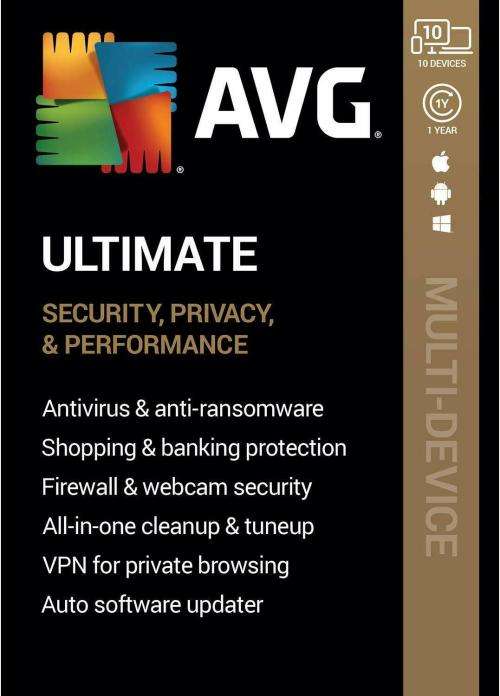 AVG Ultimate 2020 (10 Devices, MAC, WINDOWS, ANDROID, iOS) - 2 Year License